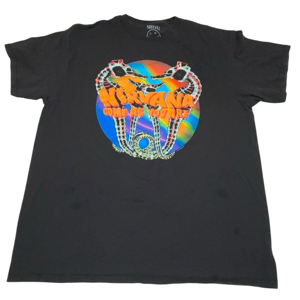 Nirvana Come As You Are Band Shirt Mens Large‎ Black Seahorse Band Rock *Stained